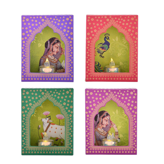 CraftVatika Jharokha Diya Wall Hanging with LED Tealight Candles