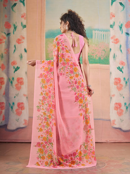 Vasthrlay Printed Saree in Classic with refined georgette ethnic appeal