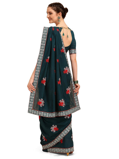 Vasthrlay Vichitra Classic Saree with decorative embroidery design