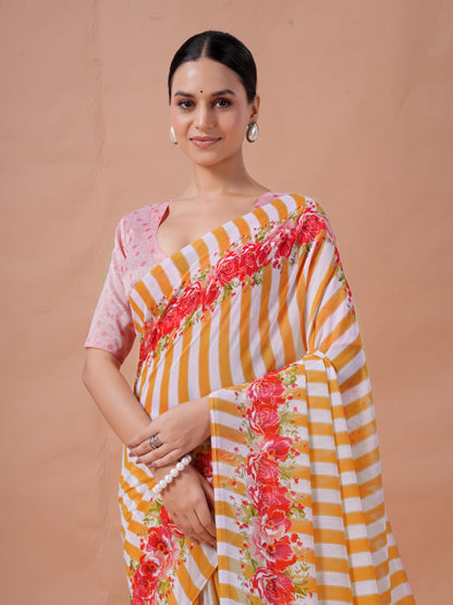 Vasthrlay Pink Traditional Saree with elegant ethnic styling