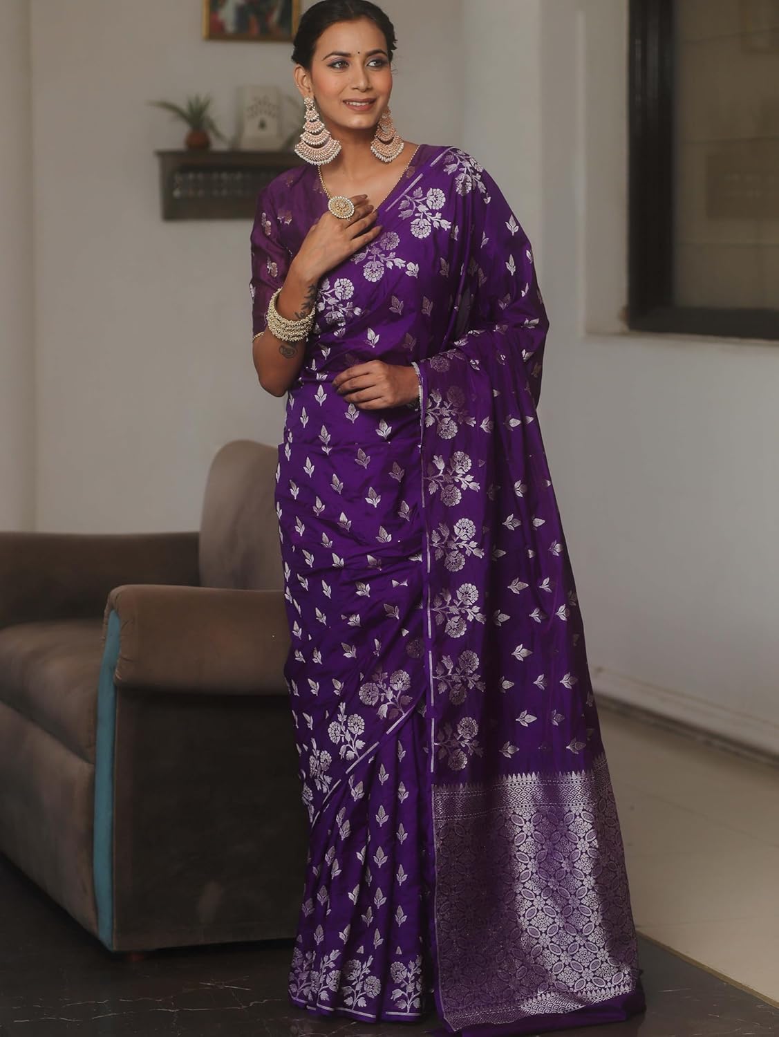 VasthrlayRed Traditional Saree for wedding and party wear styling