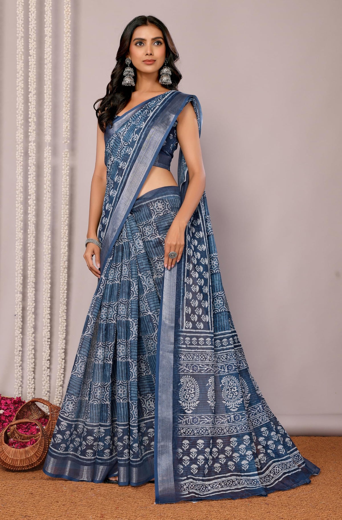 Vasthrlay Cotton Classic Saree with decorative printed design