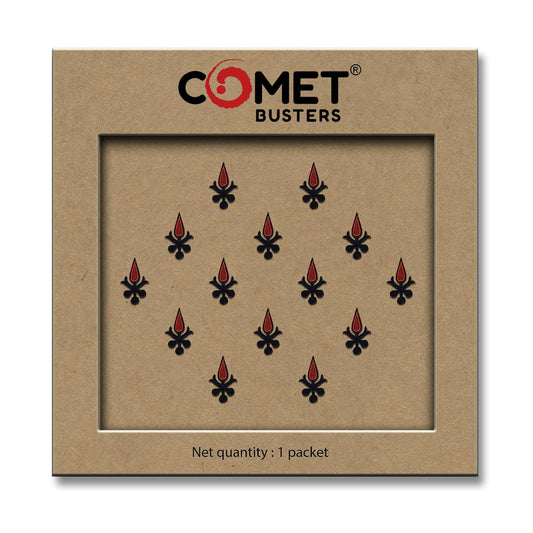 Comet Busters Abstract Designer Bindis Black and Red 8 mm