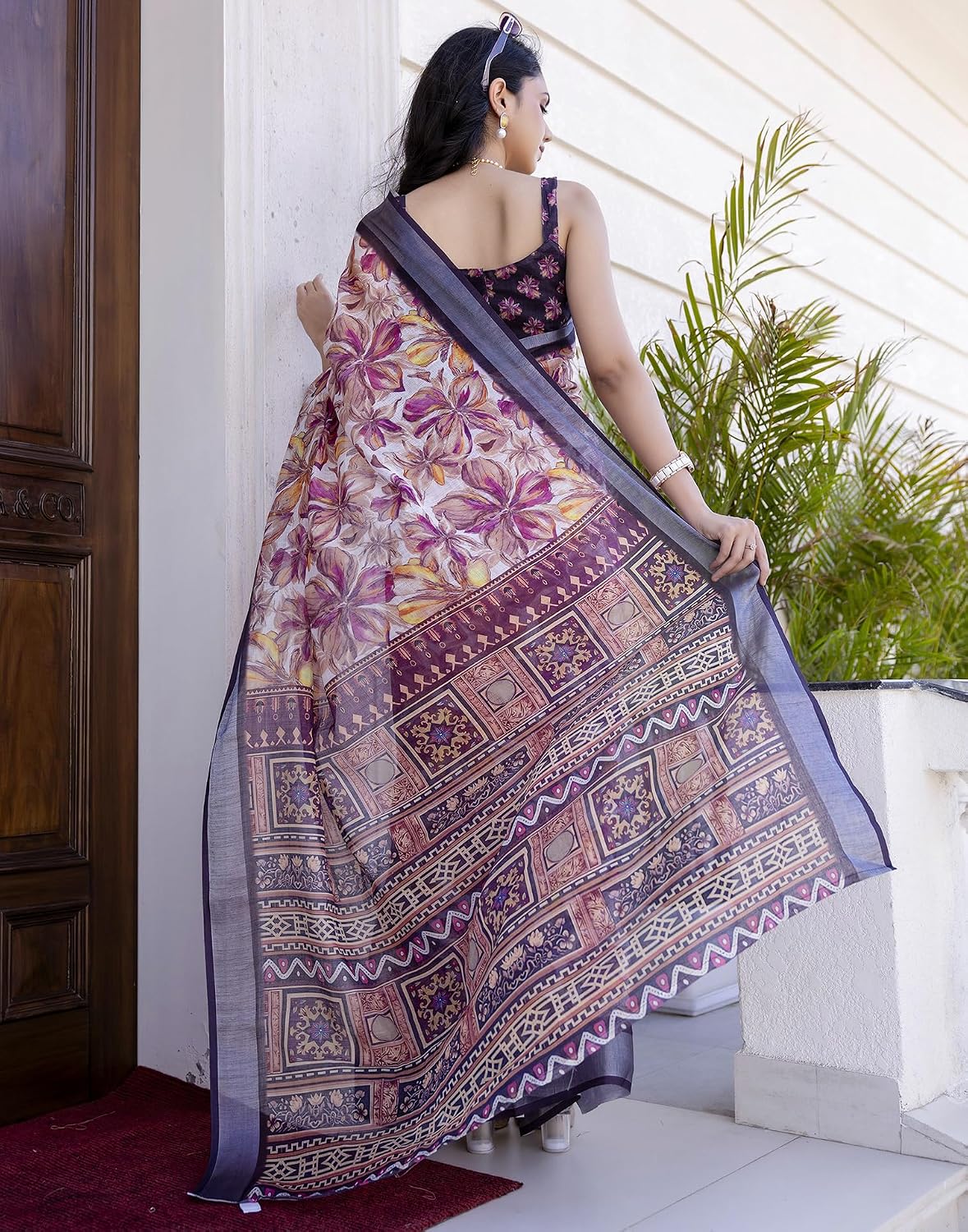 Vasthrlay Womens saree design in Teal traditional style