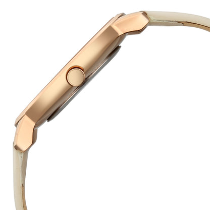 Sonata Sleek Women Rose Gold Dial Beige Leather Strap Watch image 5