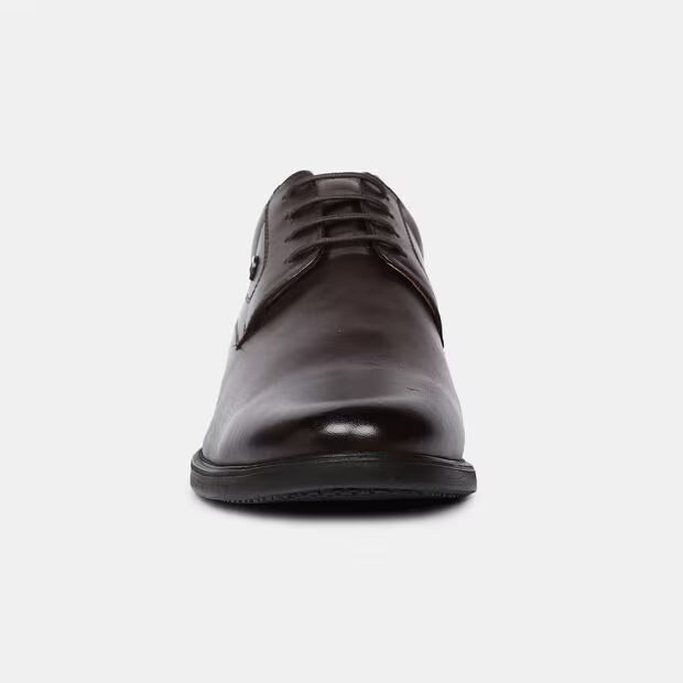 Bata Dark Brown Leather Formal Derby-Style Shoes For Men