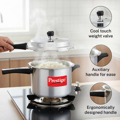 Prestige Popular Plus Aluminium Staight Wall Outer Lid Pressure Cooker 5 L Combo