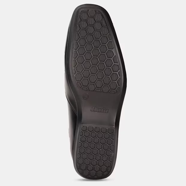 Bata Black Textured Round Toe Formal Slip-On Shoes For Men