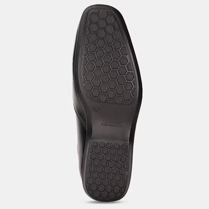 Bata Black Textured Round Toe Formal Slip-On Shoes For Men