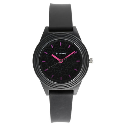Sonata Colorpop Black Dial Women Watch With Plastic Strap image 1