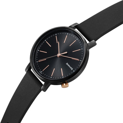 Sonata Essentials Black Dial Polyurethane Strap Watch for Women image 3