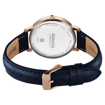 Sonata Festive Quartz Multifunction Blue Dial Leather Strap Watch For Women image 5