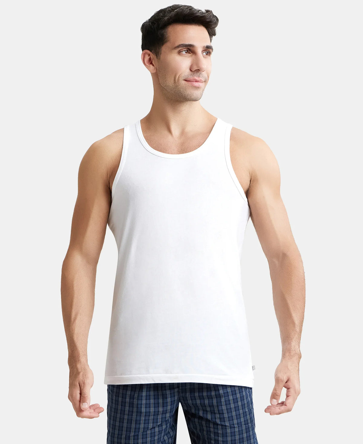 Jockey Super Combed Cotton Round Neck Sleeveless Vest - White (Pack of 3)