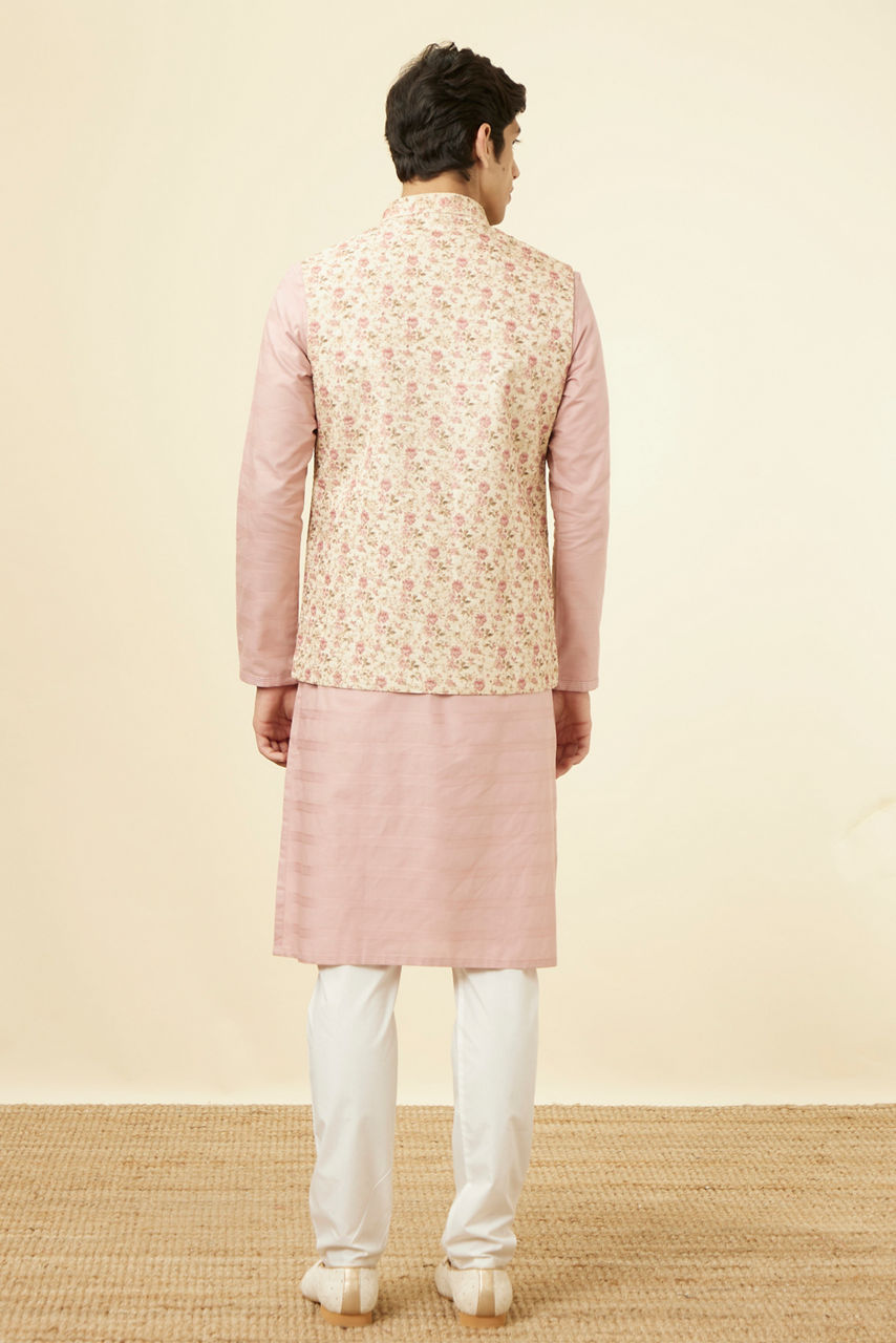 Manyavar Beige Floral Work Jacket - view 4