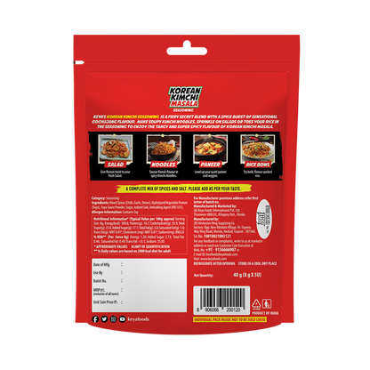 Keyafoods Keya Korean Kimchi Masala multipack with 5 sachets, showcasing vibrant red spice blend. - Image 6