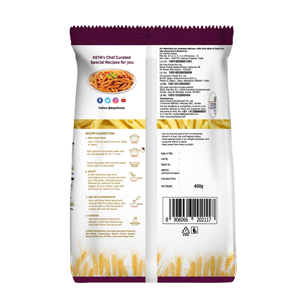 Keyafoods Keya Pasta Combo featuring various pasta shapes like spaghetti, penne, and fusilli in premium packaging. - Image 7