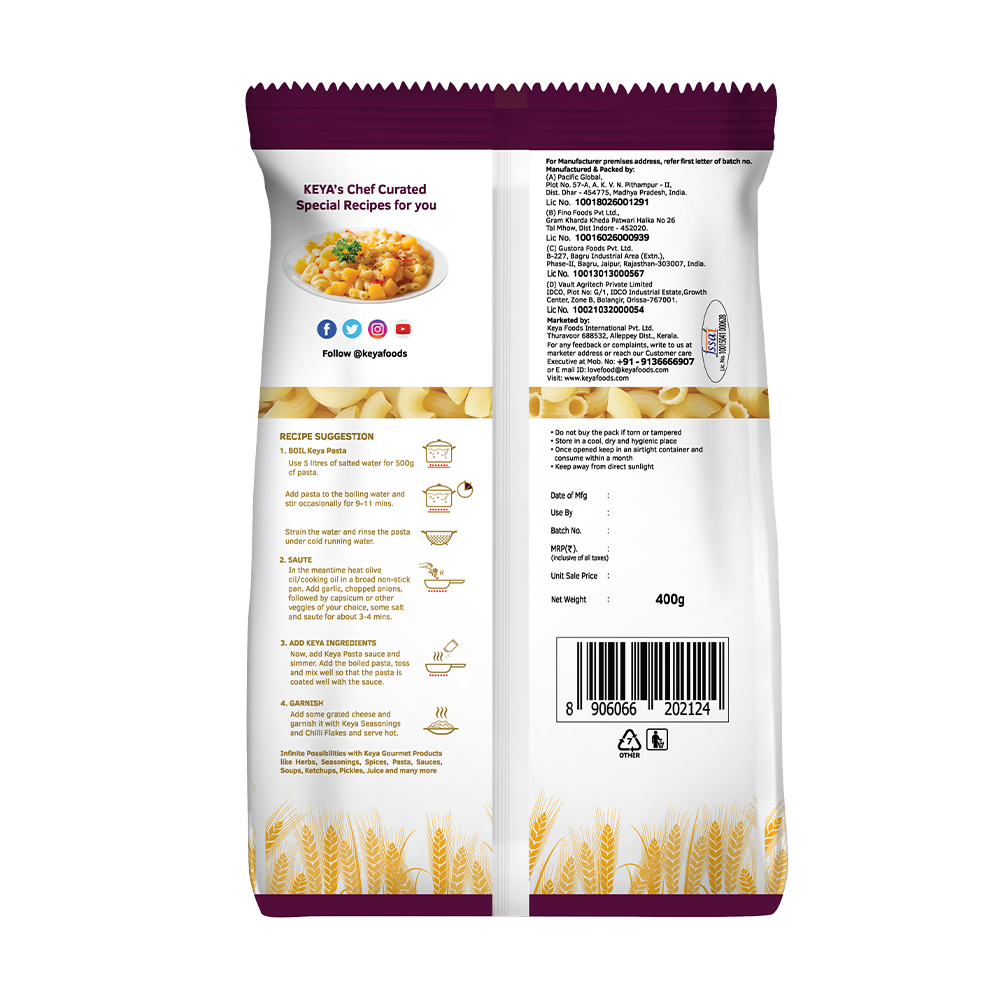 Keyafoods Keya Pasta Combo featuring various pasta shapes like spaghetti, penne, and fusilli in premium packaging. - Image 3