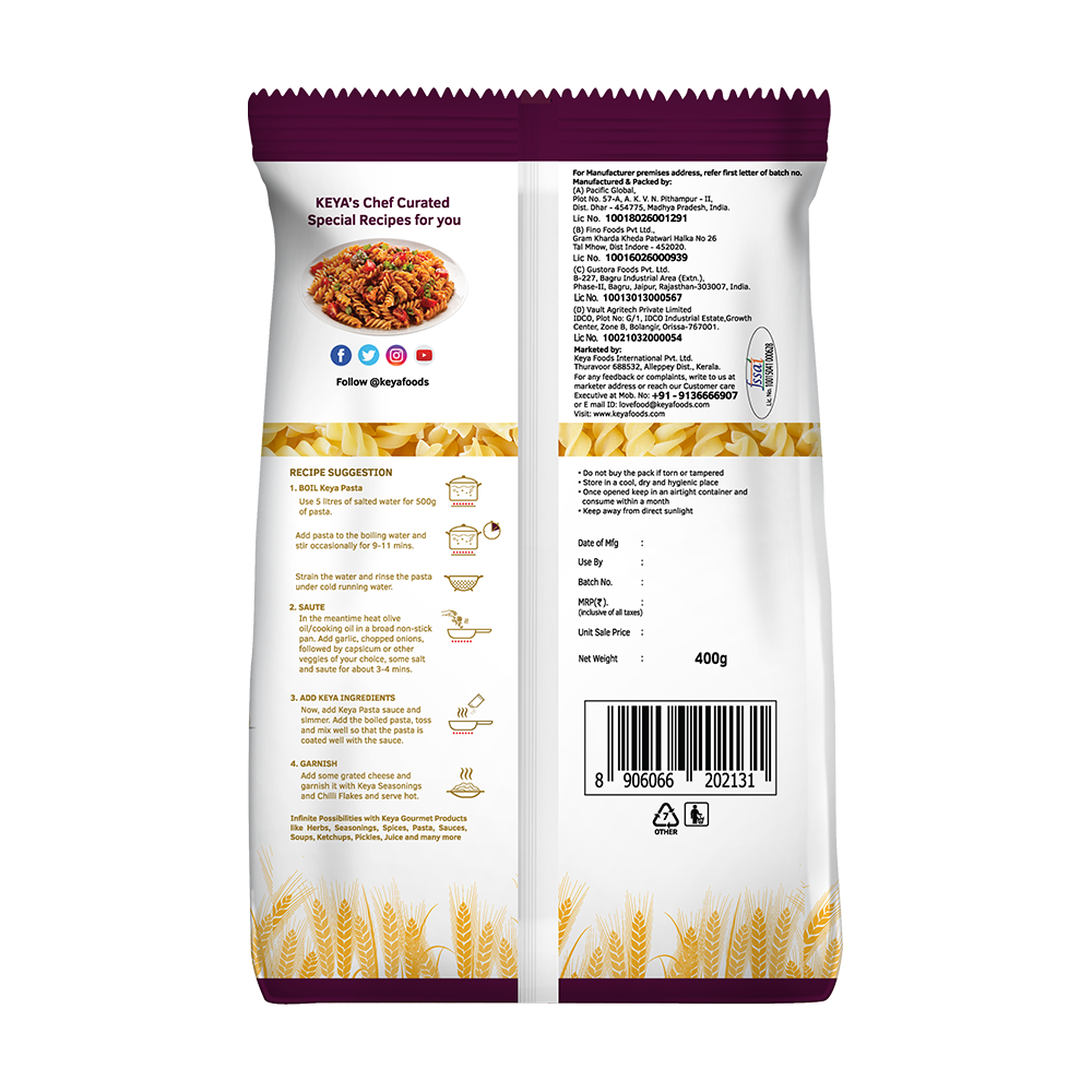 Keyafoods Keya Pasta Combo featuring various pasta shapes like spaghetti, penne, and fusilli in premium packaging. - Image 5