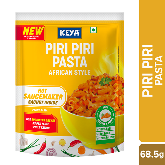 Keya Piri Piri Instant Pasta African Style, showing cooked pasta in a bowl with spices and ingredients. - Image 2