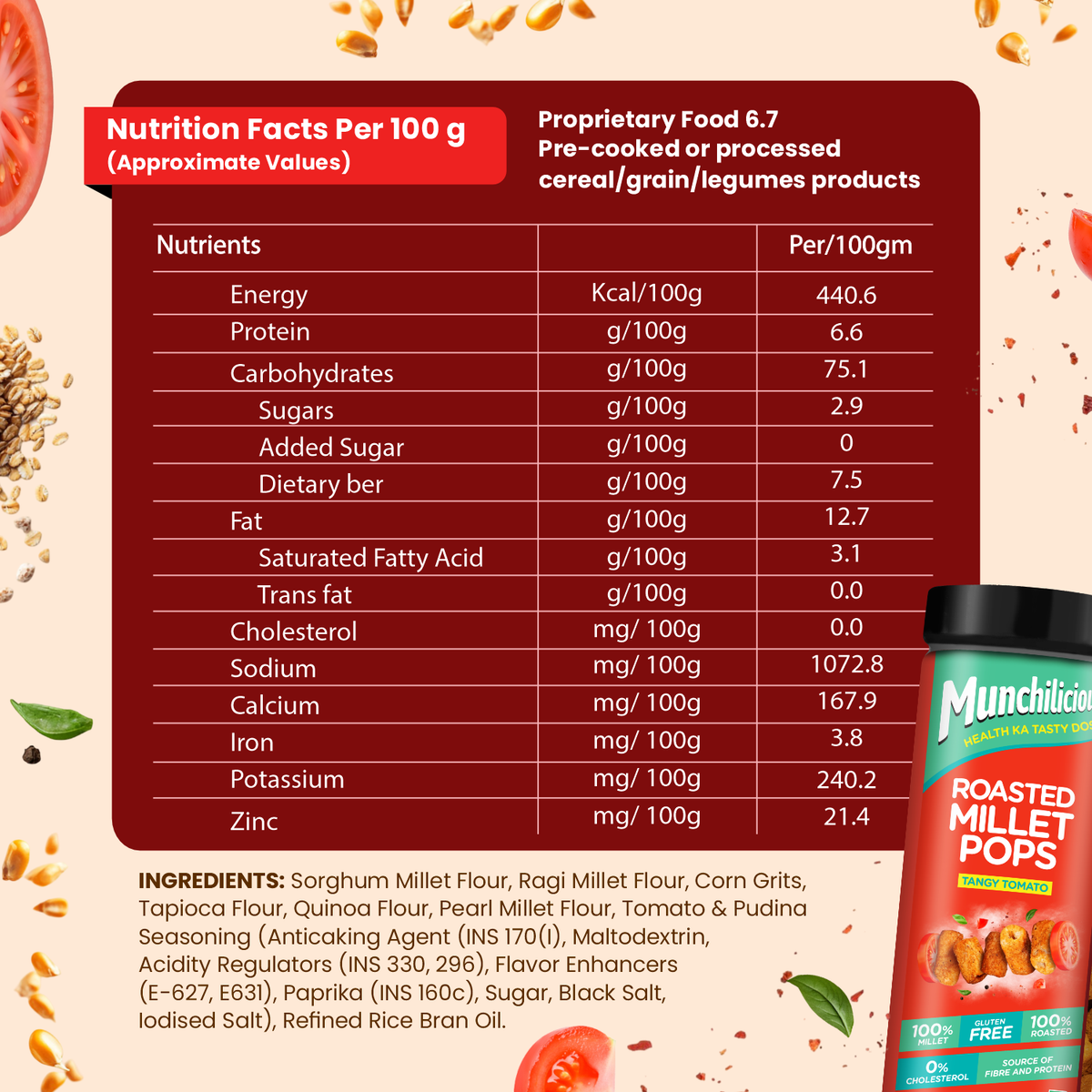 Munchilicious Millet Pops | Tangy Tomato