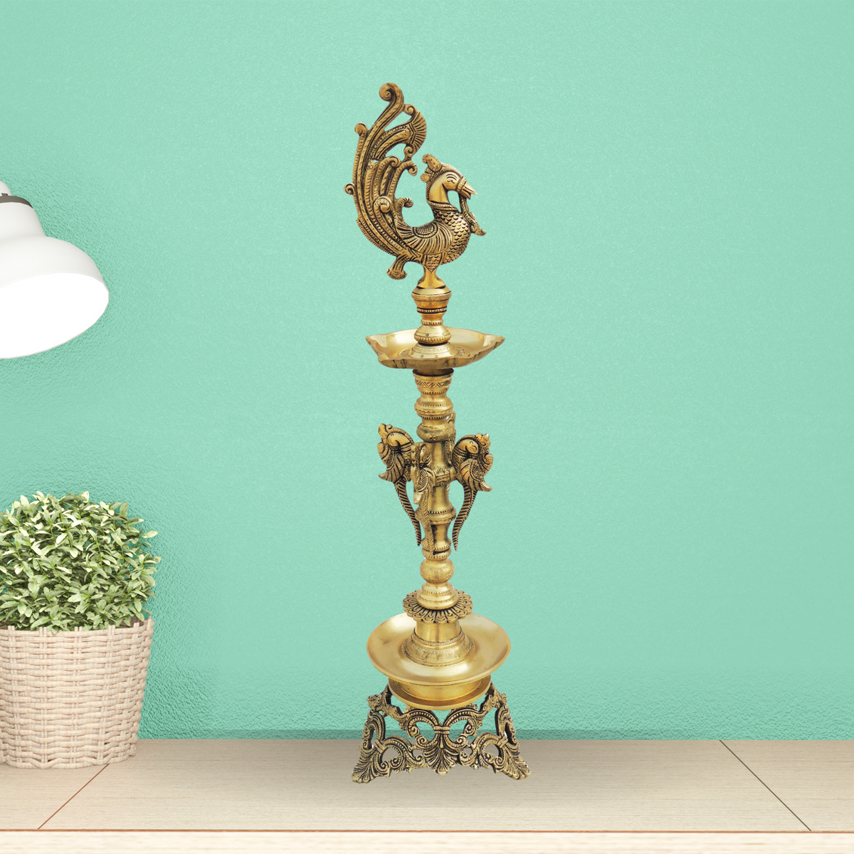 Brass Table Oil Lamp Deepak 5.36Kg - PUSHMYCART