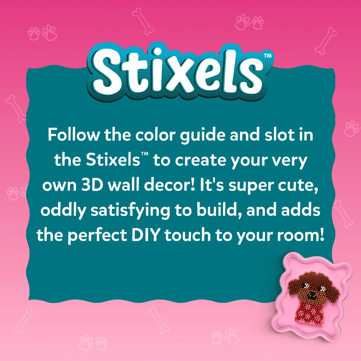 Skillmatics Stixels Puppy Wall Decor DIY 3D Pixel Art Kit Ages 7 and Up