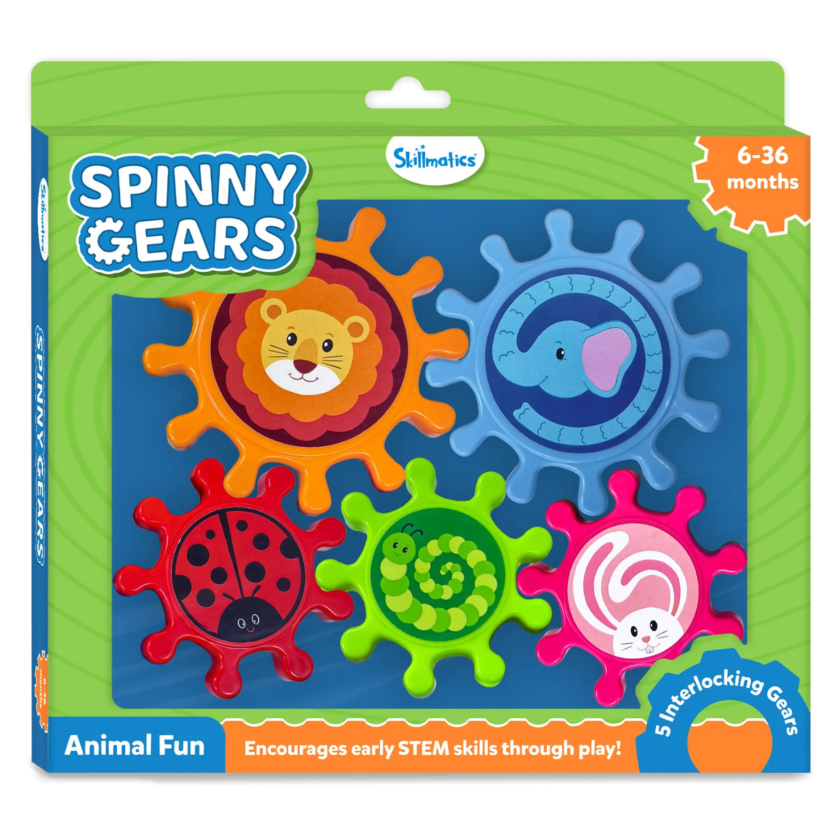 Skillmatics Spinny Gears Animal Fun 5 Interlocking Gears 6 to 36 Months