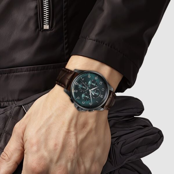 Titan Classic Chrono Blue Dial Quartz Multifunction Leather Strap watch for Men