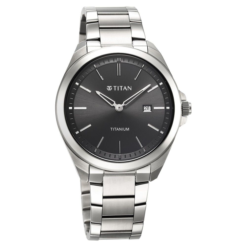 Titan Titanium Quartz Analog Black Dial Titanium Strap Watch for Men