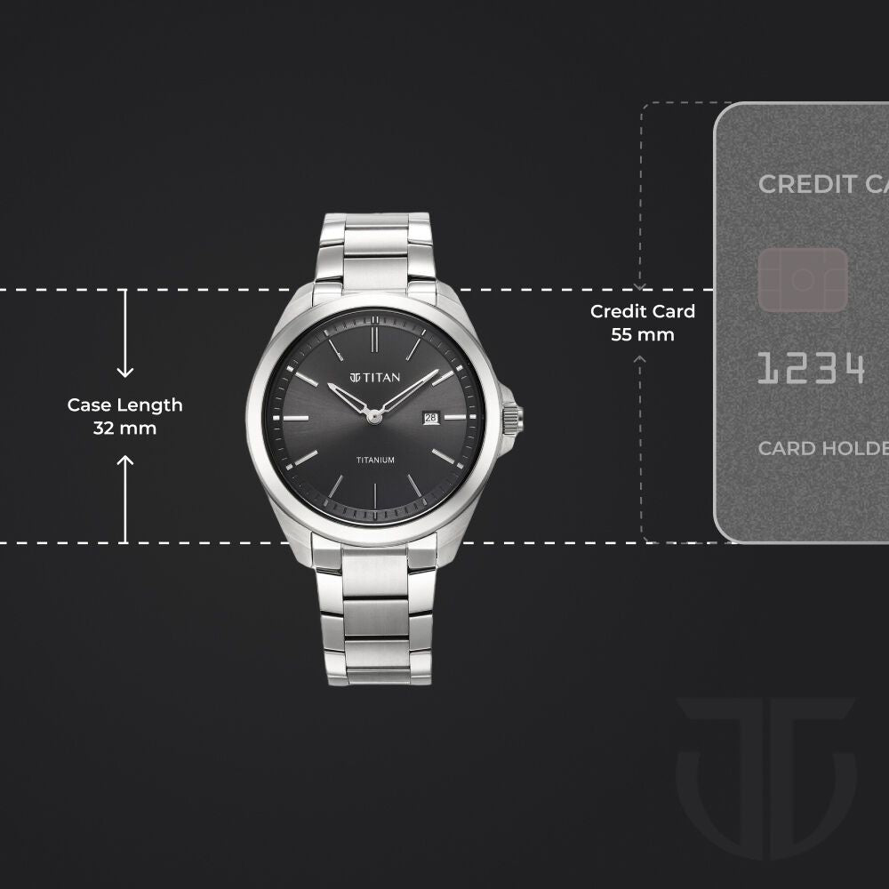 Titan Titanium Quartz Analog Black Dial Titanium Strap Watch for Men
