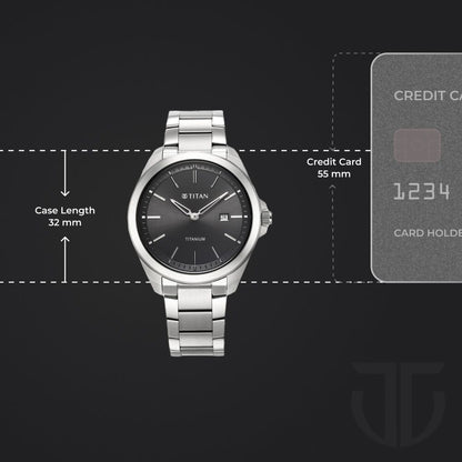 Titan Titanium Quartz Analog Black Dial Titanium Strap Watch for Men