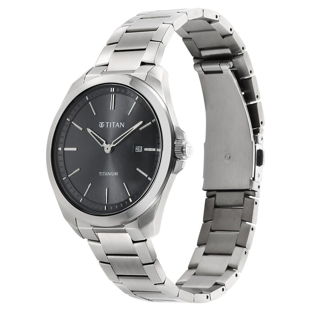 Titan Titanium Quartz Analog Black Dial Titanium Strap Watch for Men