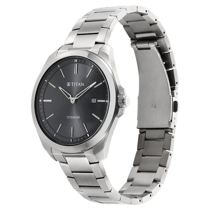 Titan Titanium Quartz Analog Black Dial Titanium Strap Watch for Men