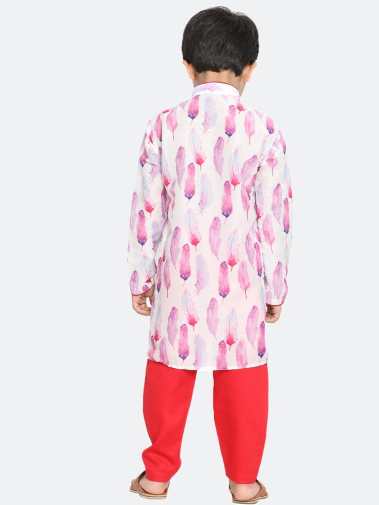 Vastramay Cotton Blend Multicolor-Base-White Baap Beta Kurta Pyjama Set - PUSHMYCART