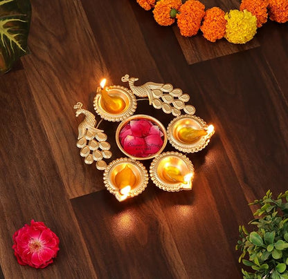 Lotus Shape Diya Flower Urli - PUSHMYCART