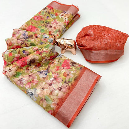 Vasthrlay Tussar Classic Saree with decorative Printed design