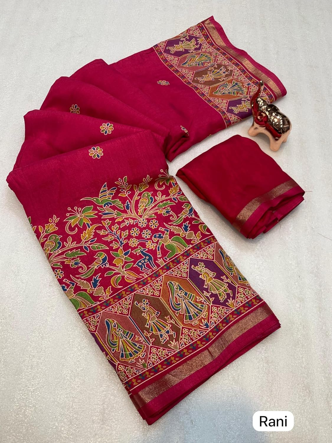 Vasthrlay Silk Dark Blue Saree with decorative Traditional design