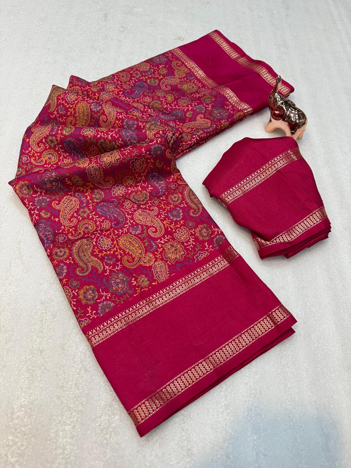Vasthrlay Tussar Classic Saree with decorative Kalamkari design