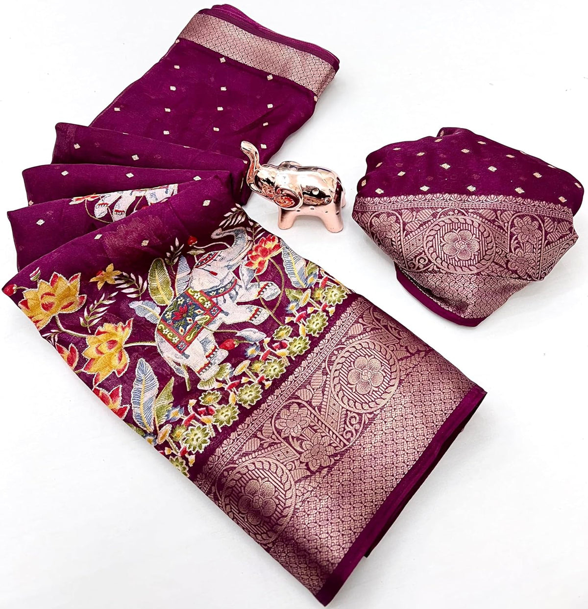 Vasthrlay Georgette Classic Saree with decorative Kalamkari design
