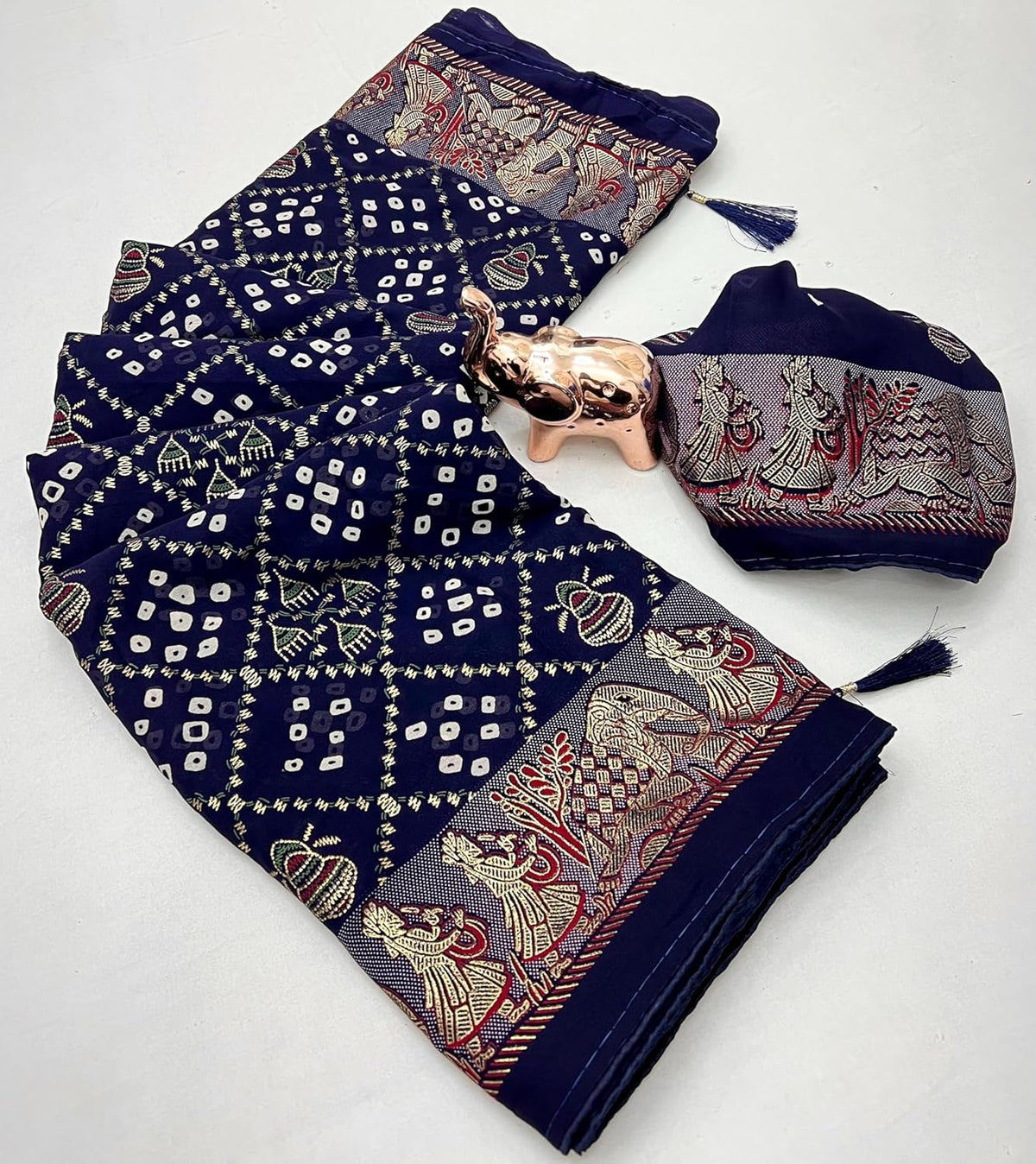 Vasthrlay Georgette Classic Saree with decorative Kalamkari design