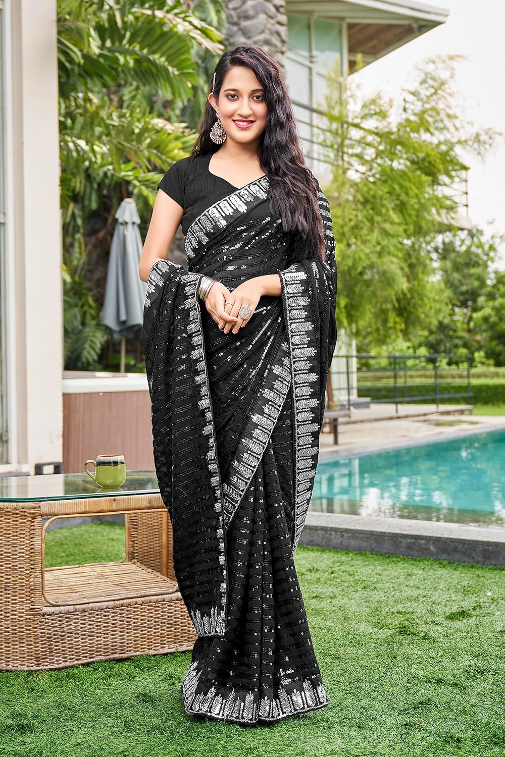 Vasthrlay White Ethnic Wear with elegant georgette styling