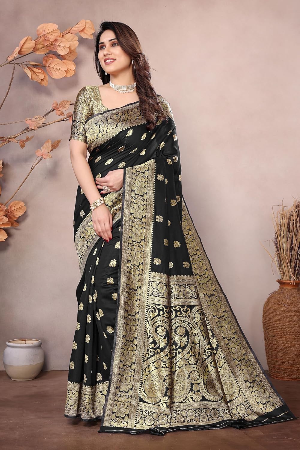 Vasthrlay Banarasi Classic Saree with decorative Traditional design