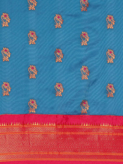 Vasthrlay Traditional Saree in Rama with refined silk ethnic appeal