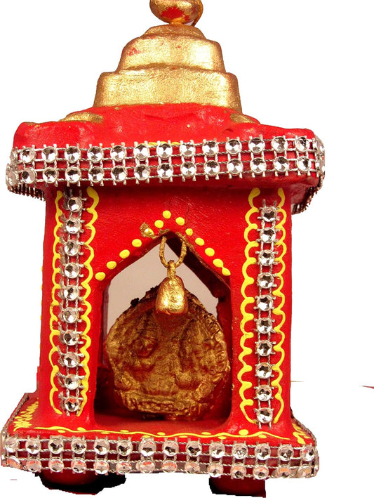 Suninow Terracotta Clay Lakshmi Ganesh Square Hatri Diwali Temple Mandir for Pooja
