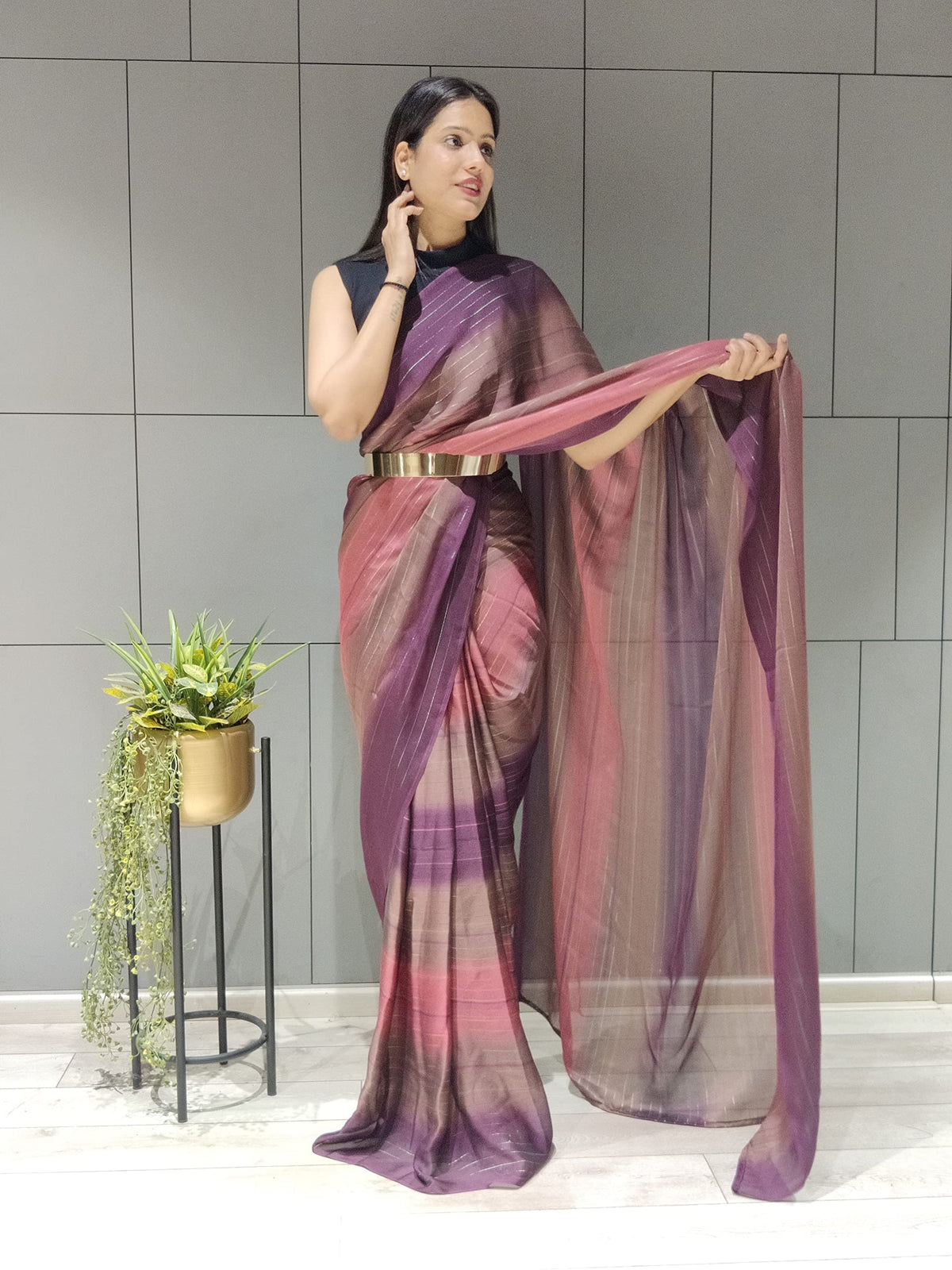 Vasthrlay Traditional Saree in Pink with refined georgette ethnic appeal