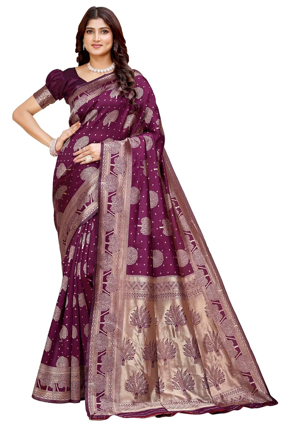 VasthrlayClassic Kanjivaram Silk Traditional Saree for festive ethnic occasions
