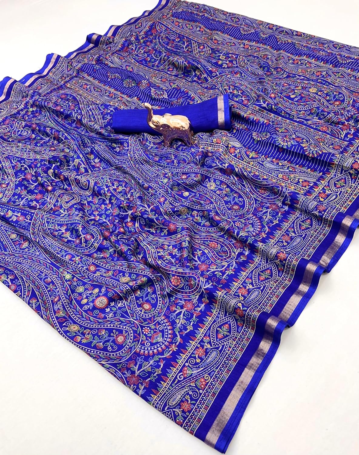 Vasthrlay Classic Floral Saree with elegant Tussar styling