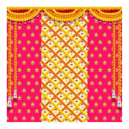Dhara Pink Lotus Backdrop Cloth for Pooja Decoration