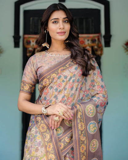 Vasthrlay Handloom Multi Colour Saree with decorative traditional design
