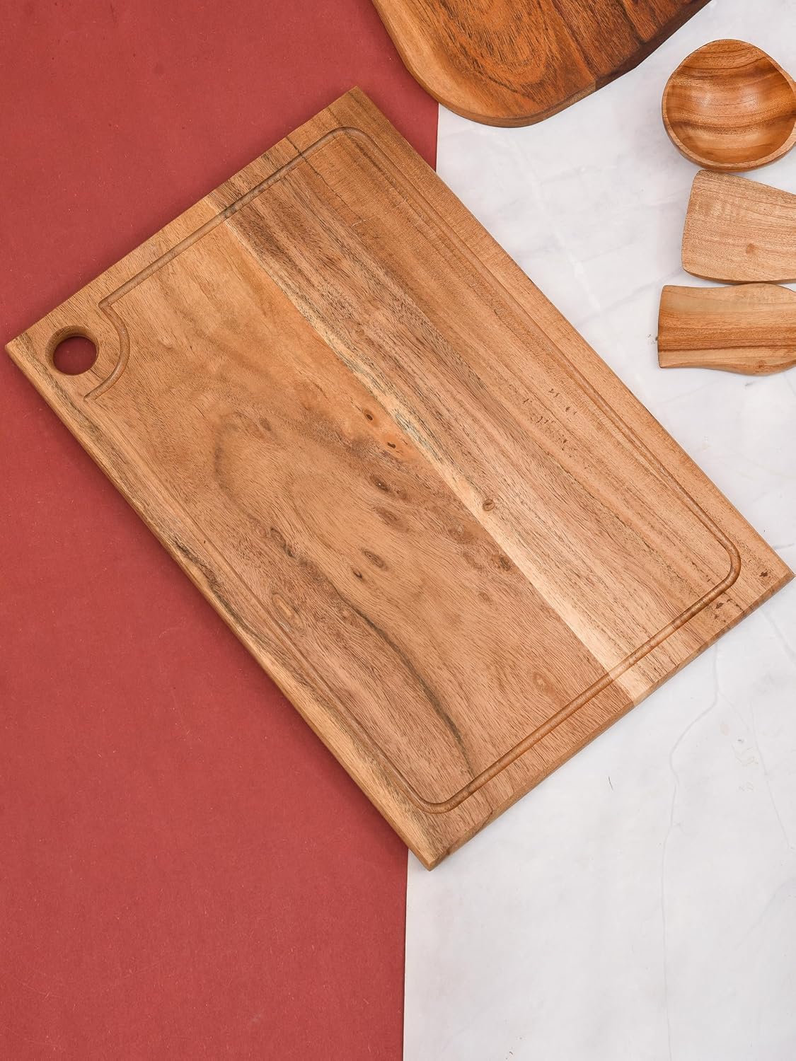 Sanjeev Kapoor Handmade Acacia Wood Serving Platter Rectangular